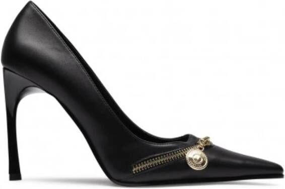 Versace Jeans Couture Zwarte halfhoge pumps met logo-plaque Black Dames