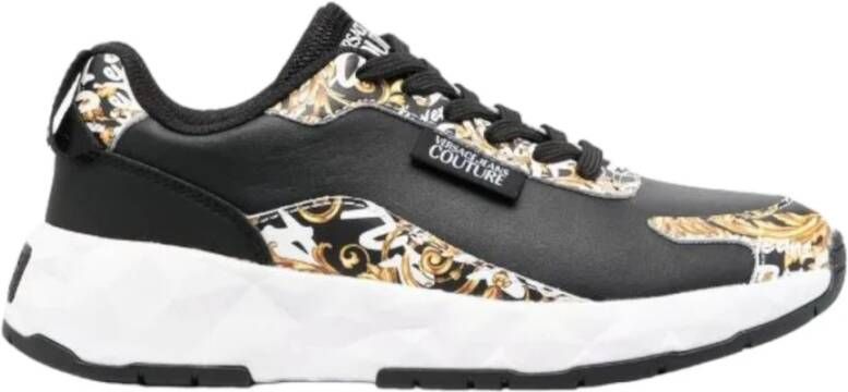 Versace Jeans Couture Atom Sneakers Leer Mesh Bedrukt Gummy Black Dames