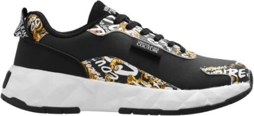 Versace Jeans Couture Atom Sneakers Leer Mesh Bedrukt Gummy Black Dames