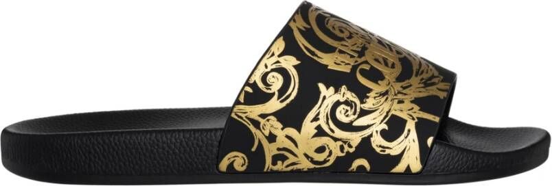 Versace Jeans Couture Barok Logo Slides Black Heren