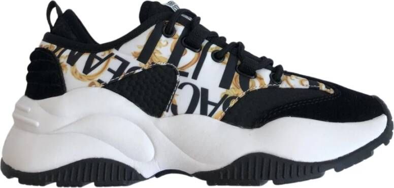 Versace Jeans Couture Barok Patroon Sneaker met Belettering Black Dames