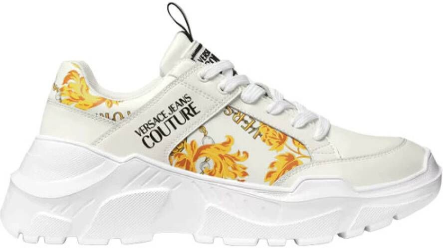 Versace Jeans Couture Chain Couture Lage Top Veterschoenen White Heren