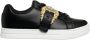 Versace Jeans Couture Zwarte Leren Sneakers met Gouden Details Black Dames - Thumbnail 1