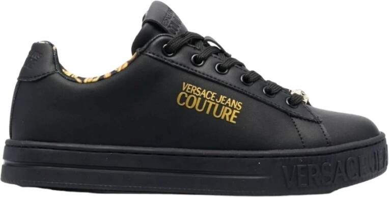 Versace Jeans Couture Dames Lage Court Sneakers van Leer Black Dames