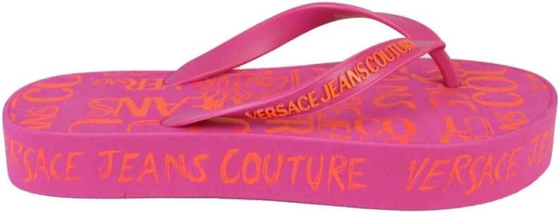 Versace Jeans Couture Roze Slippers met Iconisch Logo Pink Dames