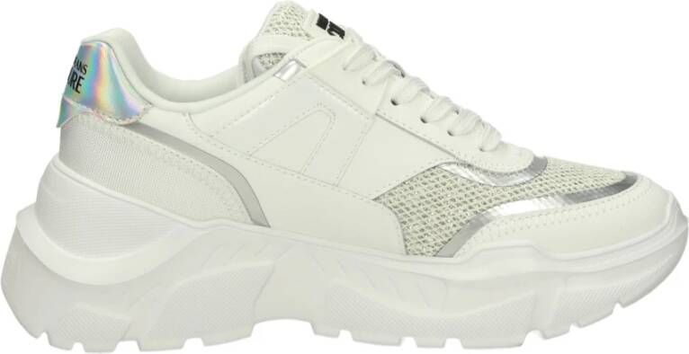 Versace Jeans Couture Glitter Leren Lage Sneakers White Dames