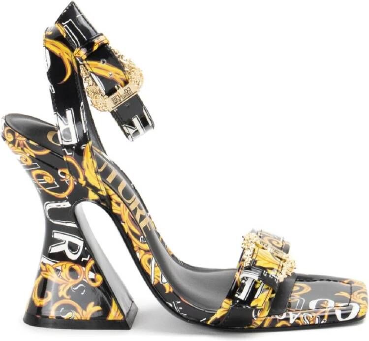 Versace Jeans Couture Multicolor Barok Print Hoge Hak Sandalen Multicolor Dames