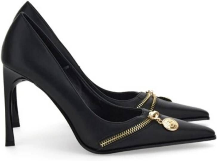 Versace Jeans Couture Zwarte halfhoge pumps met logo-plaque Black Dames