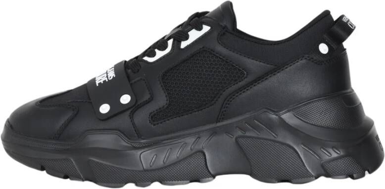 Versace Jeans Couture Lage profiel sneakers voor heren met gladde graaninzetten Black Heren