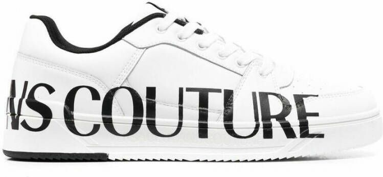 Versace Jeans Couture Witte leren sneakers met zwart contrastlogo White Heren