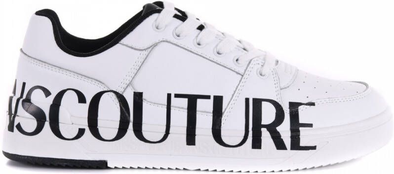 Versace Jeans Couture Witte leren sneakers met zwart contrastlogo White Heren