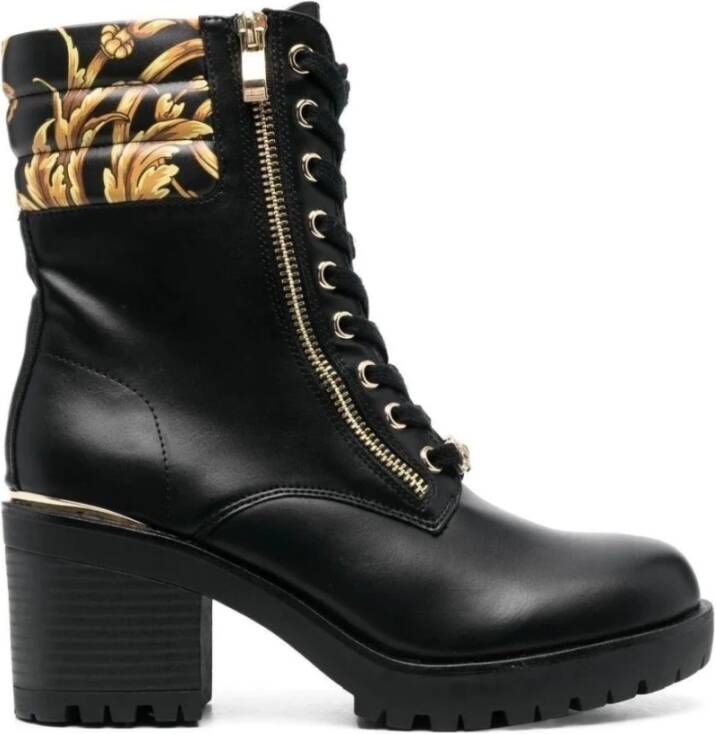 Versace Jeans Couture Zwarte Hoge Laarzen met Veters en Zijrits Black Dames