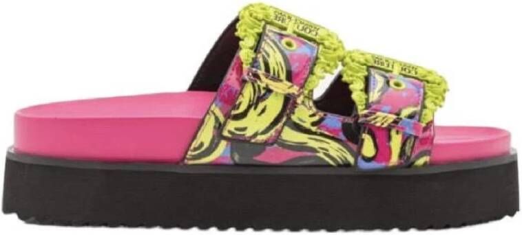 Versace Jeans Couture Multicolor Dameslippers met Dubbele Barokgesp Multicolor Dames