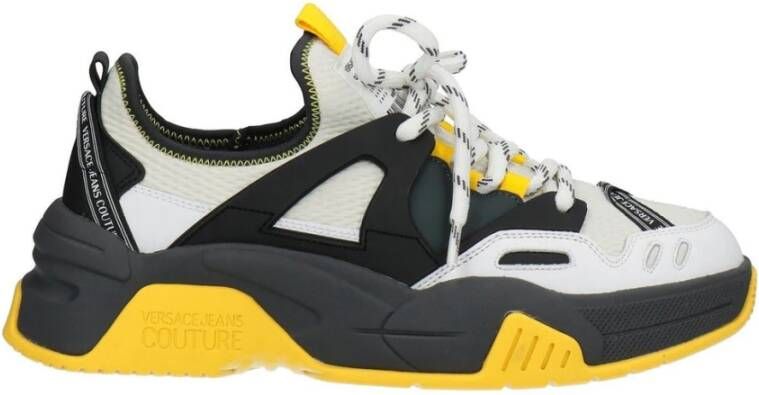 Versace Jeans Couture Nylon en Leren Sneakers Grijs Geel Multicolor Heren