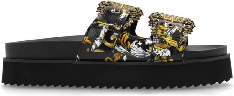 Versace Jeans Couture Platform Slides Black Dames