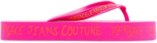 Versace Jeans Couture Roze Slippers met Iconisch Logo Pink Dames