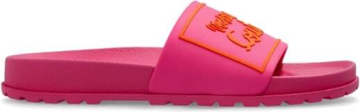 Versace Jeans Couture Rubberen slides met logo Pink Dames