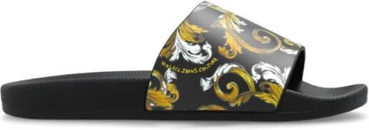 Versace Jeans Couture Rubberen slippers met print Black Dames