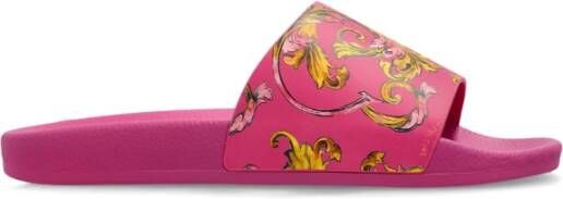 Versace Jeans Couture Rubberen slippers met print Pink Dames