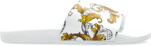 Versace Jeans Couture Rubberen slippers met print White Heren