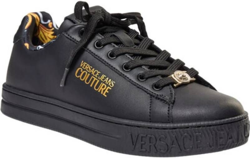 Versace Jeans Couture Dames Lage Court Sneakers van Leer Black Dames