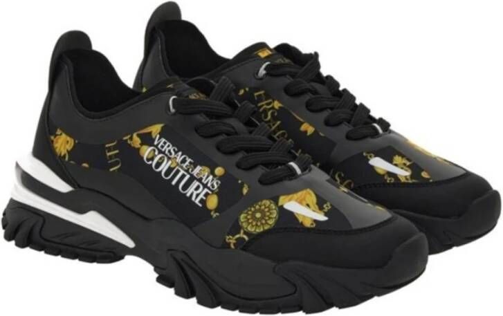 Versace Jeans Couture Zwarte Sneakers voor Mannen Aw24 Black Heren