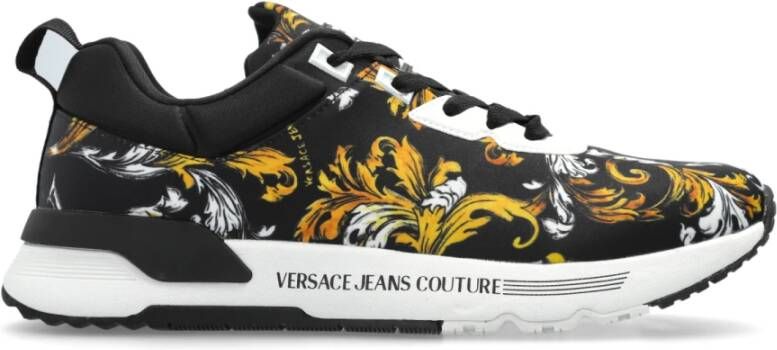 Versace Jeans Couture Sneakers met barocco-print Black Heren