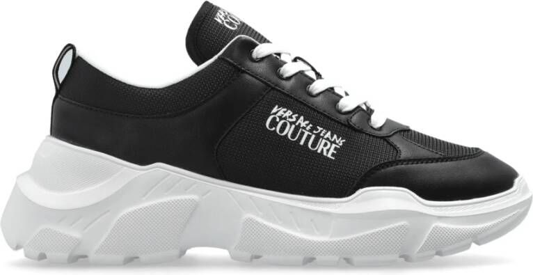 Versace Jeans Couture Sneakers met bedrukt logo Black Heren