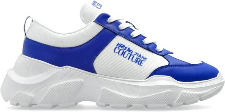 Versace Jeans Couture Sneakers met bedrukt logo Blue Heren