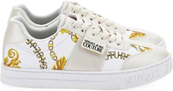 Versace Jeans Couture Gedrukte Sneakers Stijlvol en Trendy White Dames