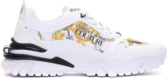 Versace Jeans Couture Abstracte Multikleurige Vetersneakers White Heren