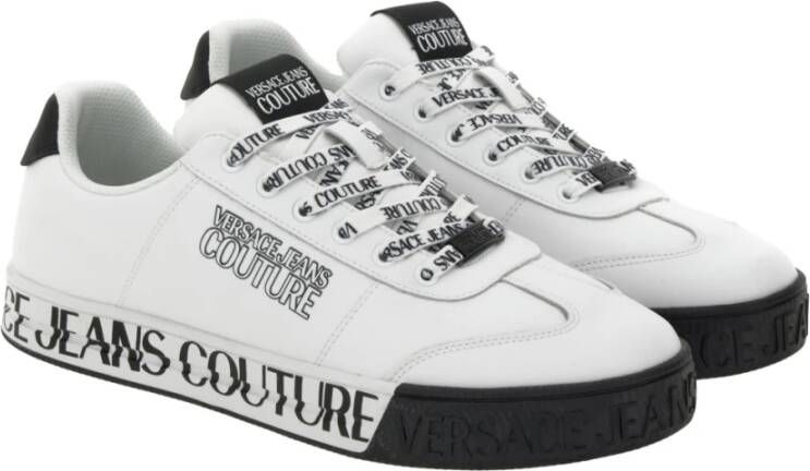 Versace Jeans Couture Witte Leren Sneakers met Logodetails White Heren