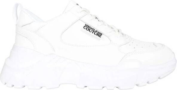 Versace Jeans Couture Witte sneakers met logo-applicatie en vetersluiting White Dames