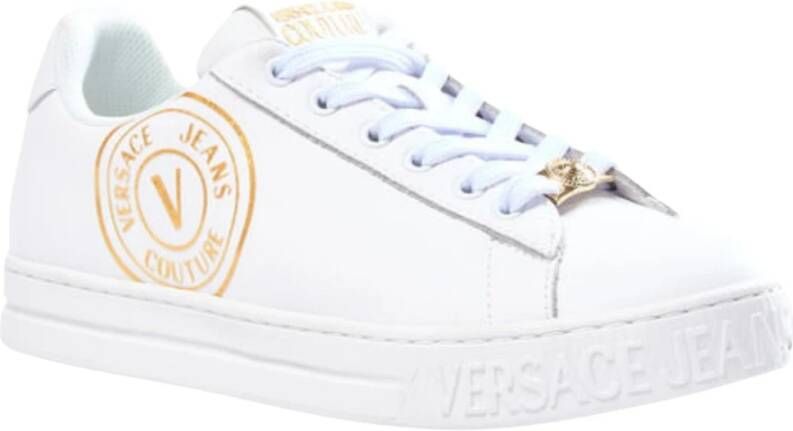 Versace Jeans Couture Sneakers con leggi e logo donna 73Va3Sk3-Zp013 Bianco Oro Wit Dames