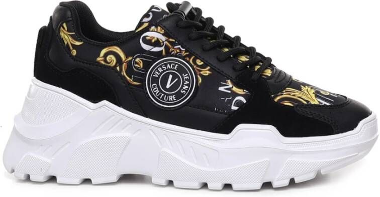 Versace Jeans Couture Barocco Print Leren Dames Sneakers Black Dames