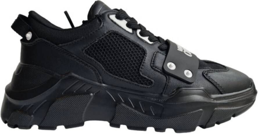 Versace Jeans Couture Speedtrack Zwarte Leren Mesh Sneakers Black Heren