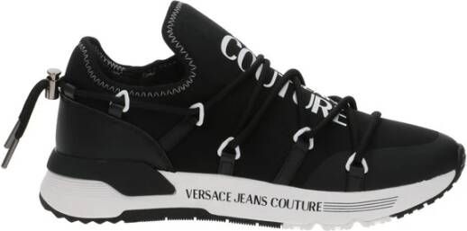 Versace Zwarte Heren Sneakers met Wit Logo Black Heren