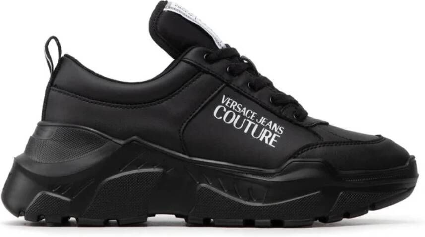 Versace Jeans Couture Zwarte leren sneakers Black Heren