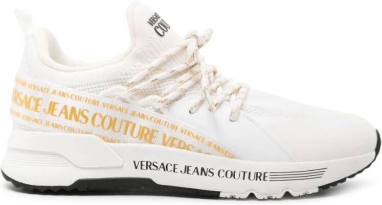 Versace Jeans Couture Witte platte schoenen met logodetail White Dames