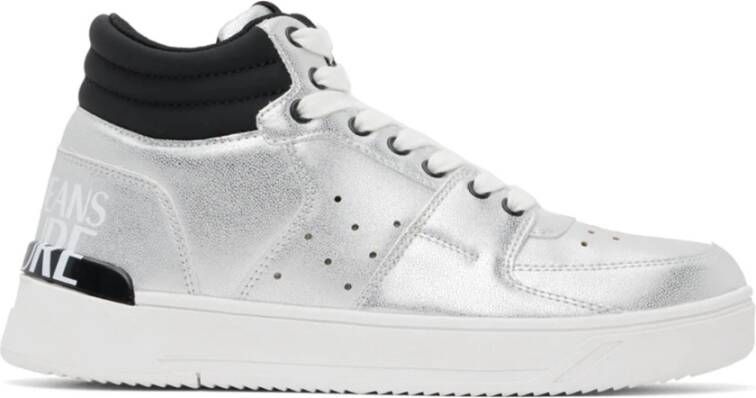 Versace Jeans Couture Zilveren Patentleren High Top Sneakers Gray Heren