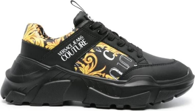 Versace Jeans Couture Zwart Goud Speedtrack Sneakers Black Heren