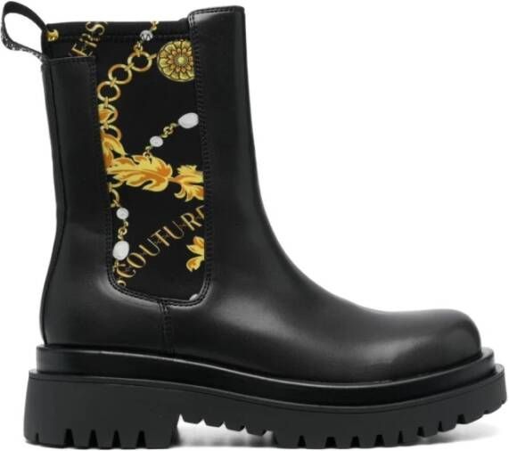 Versace Jeans Couture Zwarte Chelsea-laarzen voor vrouwen Black Dames