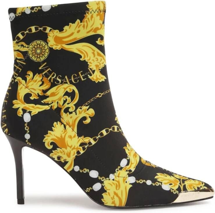 Versace Jeans Couture Zwarte enkellaarzen voor vrouwen Multicolor Dames