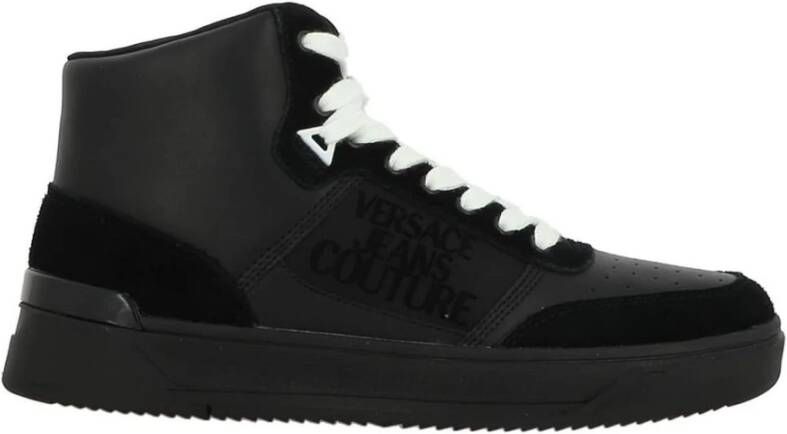 Versace Jeans Couture Zwarte leren hoge sneakers Black Dames