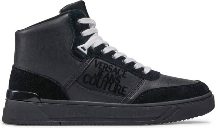 Versace Jeans Couture Zwarte leren hoge sneakers Black Heren