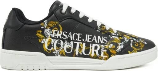 Versace Jeans Couture Zwarte leren logo sneakers Black Heren