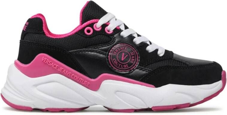 Versace Jeans Couture Zwarte Sneakers met Fuchsia Details Black Dames