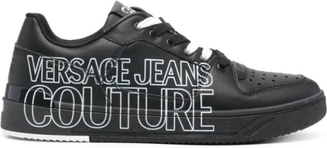 Versace Jeans Couture Zwarte Sneakers Paneelontwerp Logo Print Black Heren