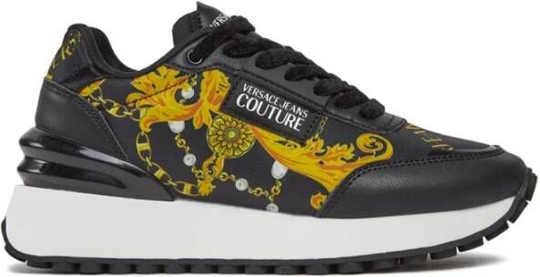 Versace Jeans Couture Multicolor Abstract Vetersluiting Sneakers Black Dames