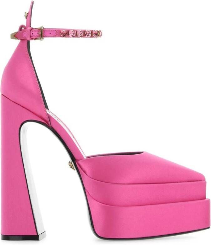 Versace Kristal Applicatie Zijden Satijnen Pumps Pink Dames